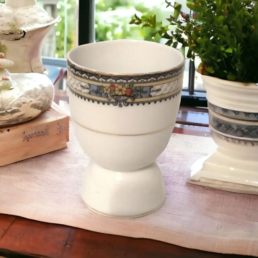 1 Vtg Noritake Lavista Egg Cup Holder Hand Painted Japan Porcelain Art‎ Deco